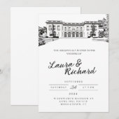 ワズワース邸 コネチカット カスタム会場招待状 招待状 (正面/裏面)