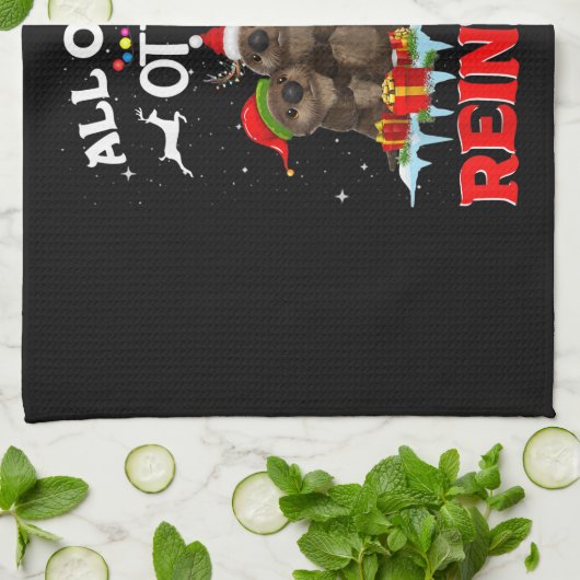 ワタのトナカイの他のおもしろいクリスマス キッチンタオル (折り畳み)