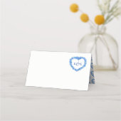 ワタシヲワスレナイデ　ハートアート　モノグラム　ウェディング　ブルー プレイスカード (正面)