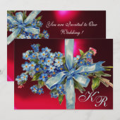 ワタナベ　ワブル　ノット　オリジナル　ウェディング　パーティー　青　赤 招待状 (正面/裏面)