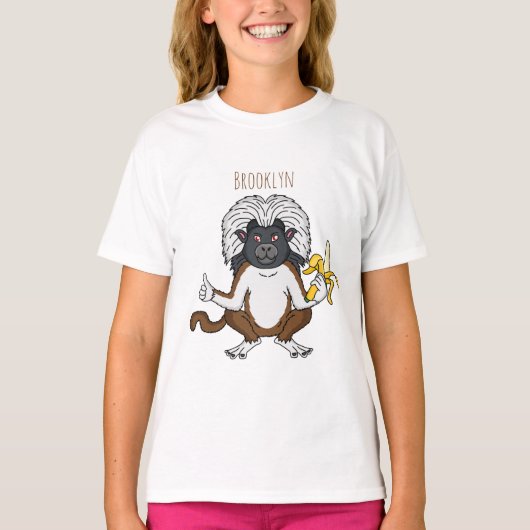 ワタボウシタマリン 猿のキャラクターイラスト Tシャツ (正面)