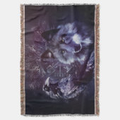 ワタリガラスおよびオオカミ- Vegvisirそして生命の樹 スローブランケット (正面縦)