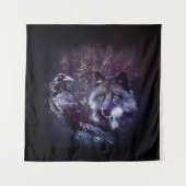 ワタリガラスおよびオオカミ- Vegvisirそして生命の樹 タペストリー (正面)