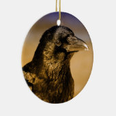 ワタリガラスのカラスのゴシック様式ファンタジーの黒の鳥の自然 セラミックオーナメント (右)