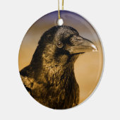 ワタリガラスのカラスのゴシック様式ファンタジーの黒の鳥の自然 セラミックオーナメント (左)