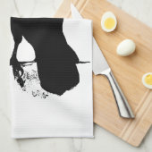 ワタリガラスのシルエット-ヴィンテージのゴシックのワタリガラス及びカラス キッチンタオル (四つ折り)