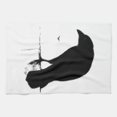 ワタリガラスのシルエット-ヴィンテージのゴシックのワタリガラス及びカラス キッチンタオル (横)