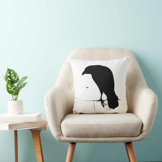 ワタリガラスのシルエット-ヴィンテージのゴシックのワタリガラス及びカラス クッション (椅子)