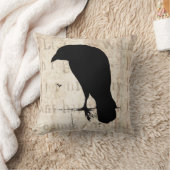 ワタリガラスのシルエット-ヴィンテージのレトロのワタリガラス及びカラス クッション (ブランケット)