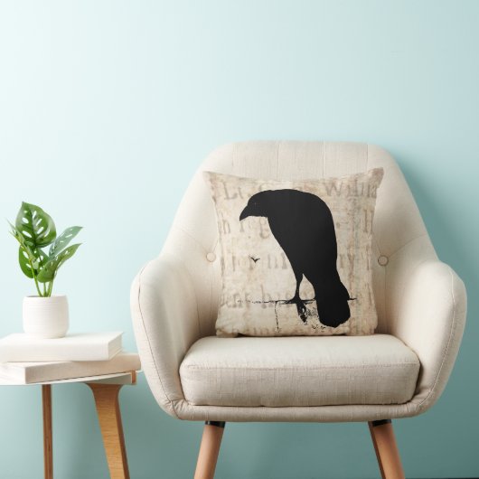 ワタリガラスのシルエット-ヴィンテージのレトロのワタリガラス及びカラス クッション (椅子)