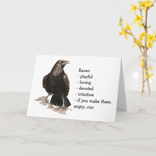 ワタリガラスのトーテム、動物ガイドのおもしろいな誕生日 カード (黄色い花)