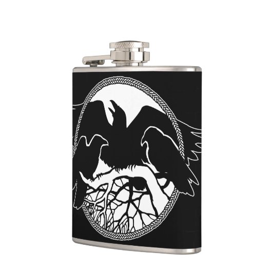 ワタリガラスのフラスコのカスタムなワタリガラス/カラスの芸術の飲み物のフラスコ フラスク (左)