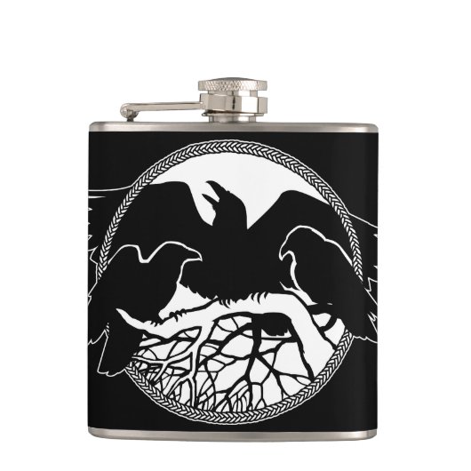 ワタリガラスのフラスコのカスタムなワタリガラス/カラスの芸術の飲み物のフラスコ フラスク (正面)