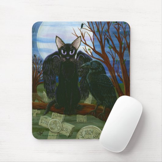 ワタリガラスの月の黒猫のカラスのゴシック様式芸術のマウスパッド マウスパッド (マウス)
