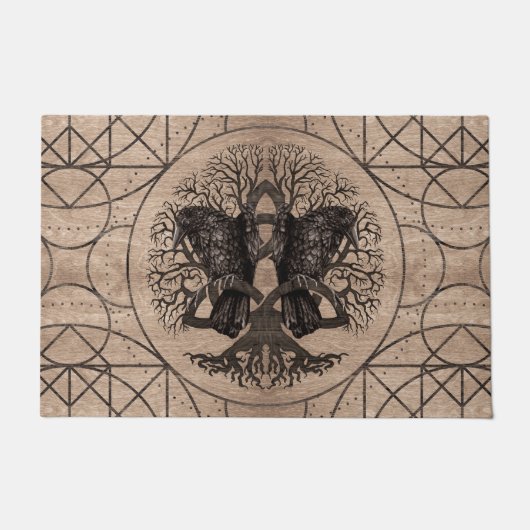 ワタリガラスの木の質との人生のの木 ドアマット (正面)