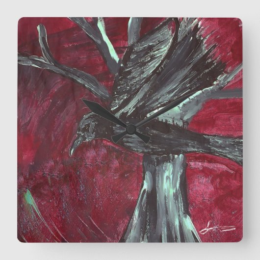 ワタリガラスの柱時計 スクエア壁時計 (正面)