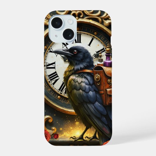 ワタリガラスの歯車仕掛けの配達便 iPhone 15ケース (裏面)