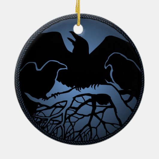 ワタリガラスの芸術のオーナメントの黒のカラスの装飾のギフト セラミックオーナメント (裏面)