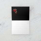 ワタリガラスの赤いバラの黒の灰色のダマスク織は感謝していしています サンキューカード (内部)