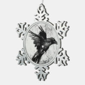 ワタリガラスの雪片のペンダント スノーフレークピューターオーナメント (右)