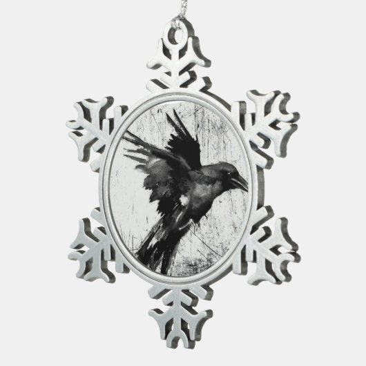 ワタリガラスの雪片のペンダント スノーフレークピューターオーナメント (右)