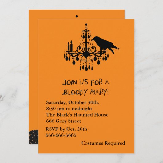 ワタリガラスの黒いハロウィンの招待状 招待状 (正面/裏面)