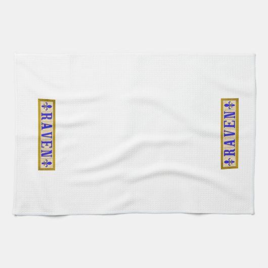 ワタリガラスの(紋章の)フラ・ダ・リの台所タオル キッチンタオル (横)