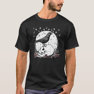 ワタリガラスはスカルのイラストレーションの死の歌を歌います Tシャツ