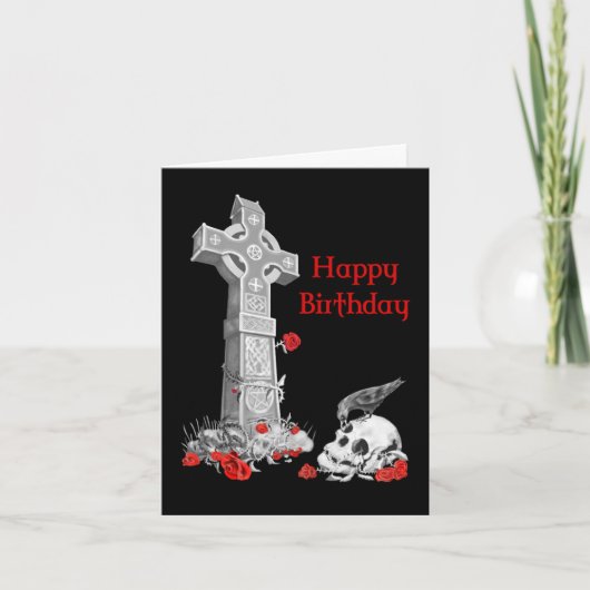 ワタリガラス、十字およびスカル カード (正面)