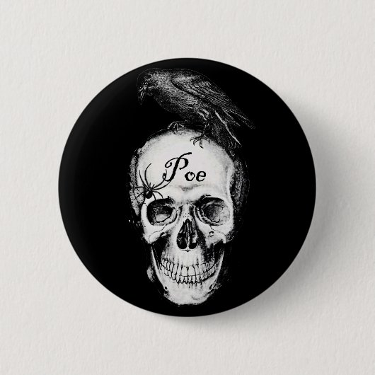 ワタリガラスPoeボタン 缶バッジ (正面)