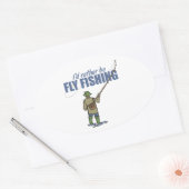 ワダーでフライフィッシング 楕円形シール (封筒)