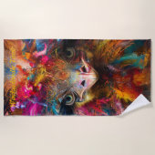 ワッお洒落カドレカラフルバードチャーム ビーチタオル (正面)