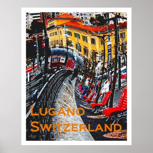 ワッキーな旅行ポスター – Lugano Switzerland ポスター (正面)