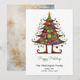 ワッキークリスマスツリーイラストレーションハッピー シーズンカード