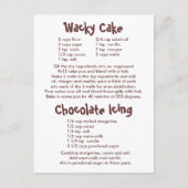 ワッキーケーキとチョコレートアイシングレシピ ポストカード (正面)