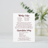 ワッキーケーキとチョコレートアイシングレシピ ポストカード (スタンド正面)