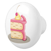 ワッキーケーキカラフルイラストレーションピンクアイシング セラミックノブ (右)