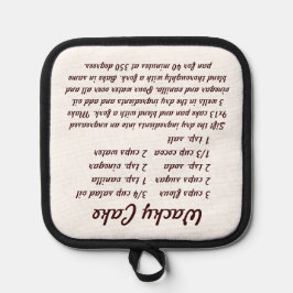 ワッキーケーキビーガンチョコレートケーキレシピ 鍋敷き