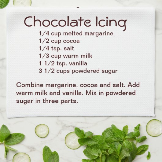 ワッキーケーキ及びチョコレートつや消しアイシングレシピ キッチンタオル (折り畳み)