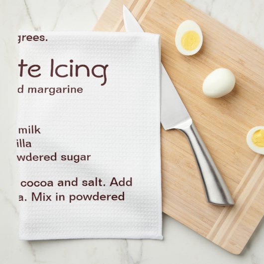 ワッキーケーキ及びチョコレートつや消しアイシングレシピ キッチンタオル (四つ折り)