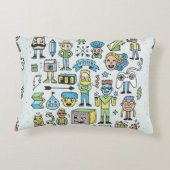 ワッキーヒップスターズドールセット2。カラフルヴィンテージ手 アクセントクッション (裏面)