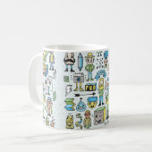 ワッキーヒップスターズドールセット2。カラフルヴィンテージ手 コーヒーマグカップ (正面左)