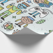 ワッキーヒップスターズドールセット2。カラフルヴィンテージ手 ラッピングペーパー (角)