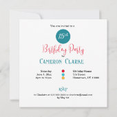 ワッキーラ風変わりインカラフル&サークルケーキ誕生日 招待状 (裏面)