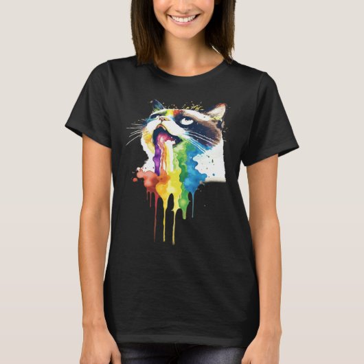 ワッキー・バーフ・キャット・レインボー Tシャツ (正面)