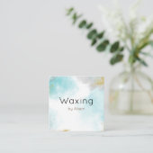 ワックシング緑青金ゴールド水彩  スクエア名刺 (スタンド正面)