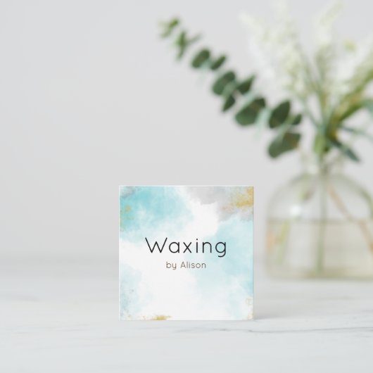 ワックシング緑青金ゴールド水彩  スクエア名刺 (スタンド正面)