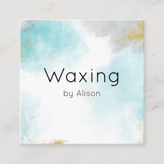 ワックシング緑青金ゴールド水彩  スクエア名刺 (正面)