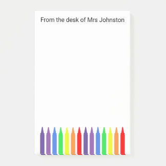 ワックスのクレヨンは、机から、先生はポスト・イン ポストイット