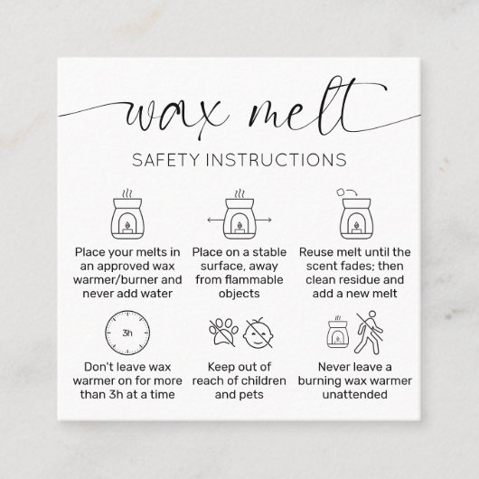 ワックスは気にサンキューカードエレガントスクリプトブラック スクエア名刺 (正面)